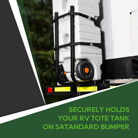 RVGUARD side profile with 36 gallon tote tank illustrating stable transport