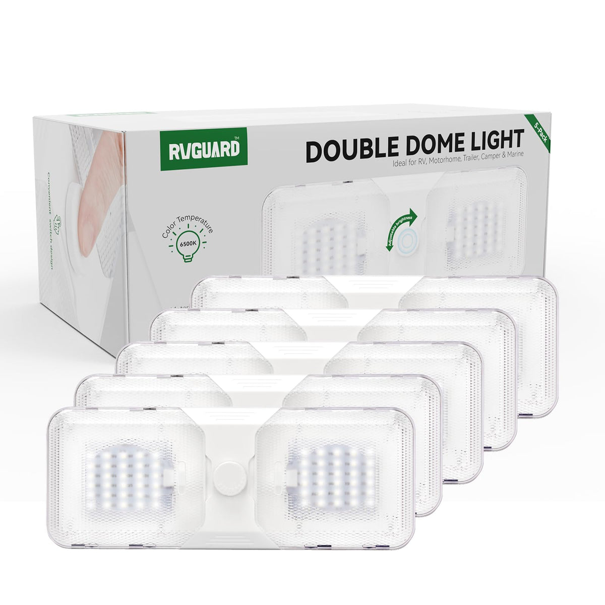 RVGUARD size scale next to hand showing compact dimensions and easy fit benefit