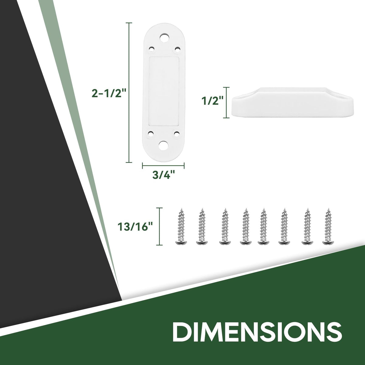RVGUARD door catch beside ruler showing dimensions and easy-fit benefit