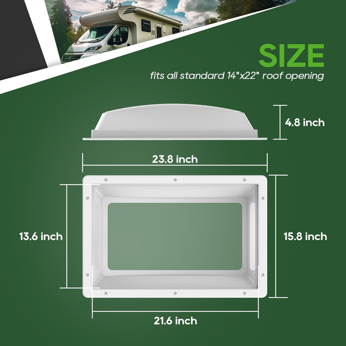 RVGUARD close-up of polycarbonate window, high light transmission and impact resistance