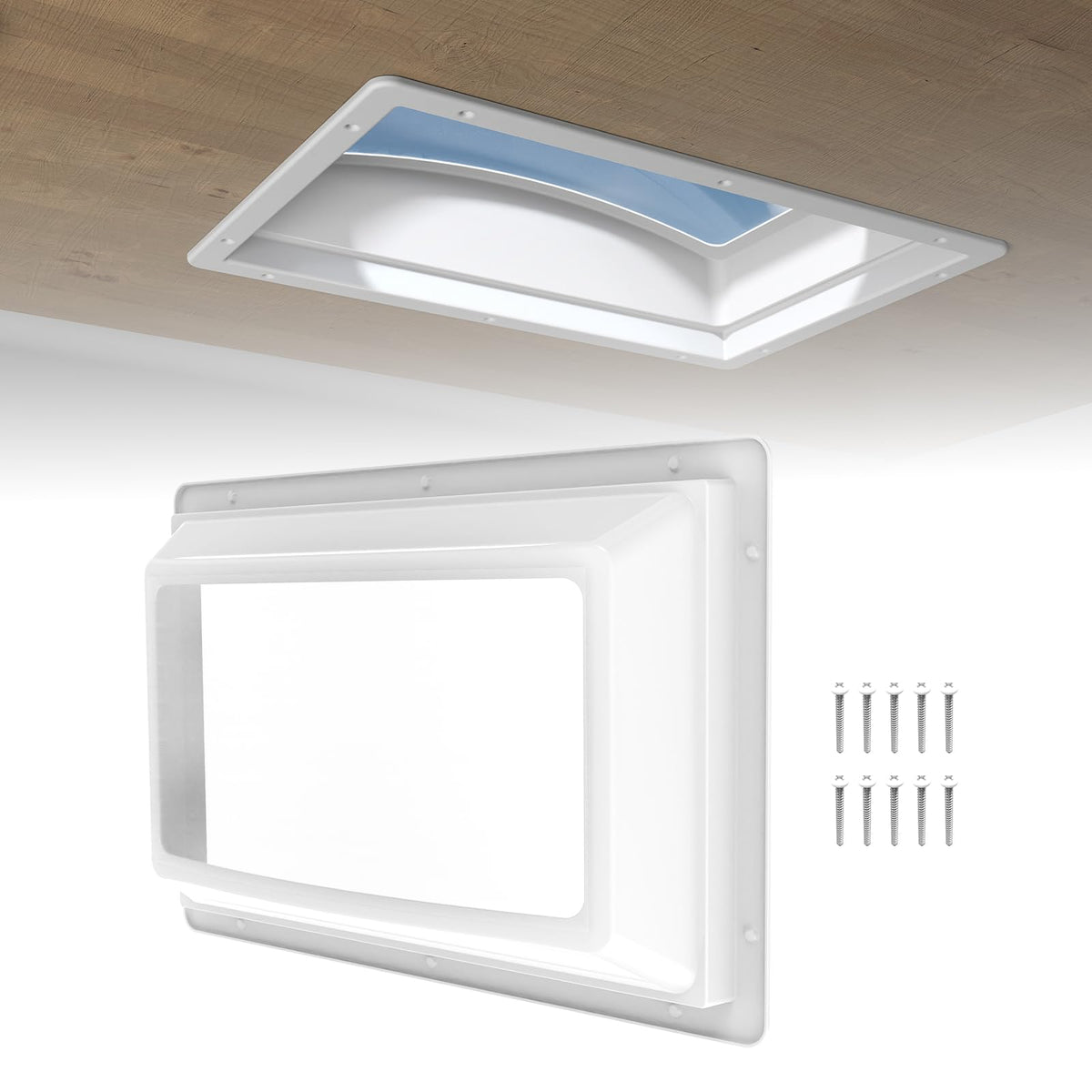 RVGUARD skylight front view showing clean clear window and white ring, improves daylight