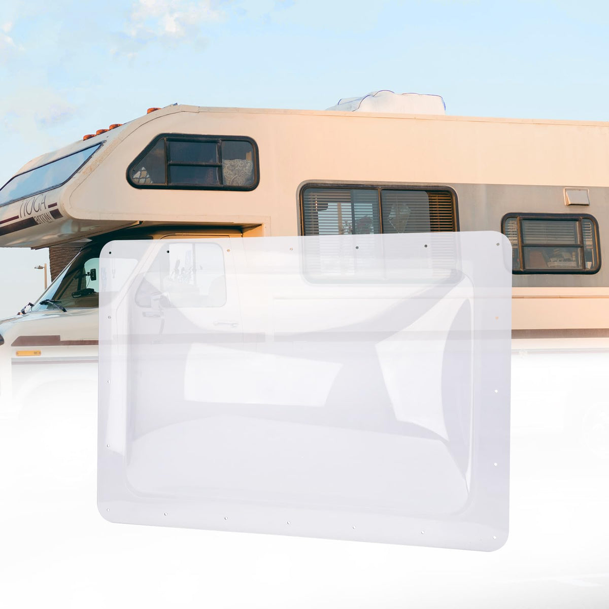 RVGUARD skylight front view showing clear dome and smooth finish for bright interiors