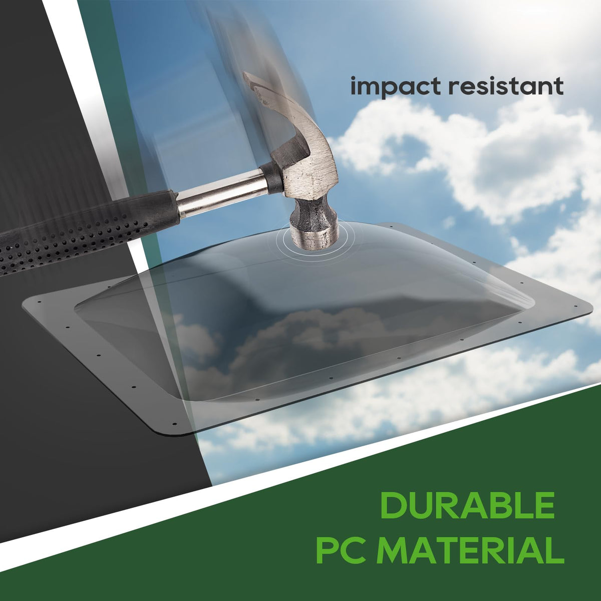 RVGUARD material texture close-up highlighting polycarbonate strength and impact resistance