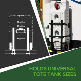 RVGUARD tote tank in use beside RV showing convenience and accessibility