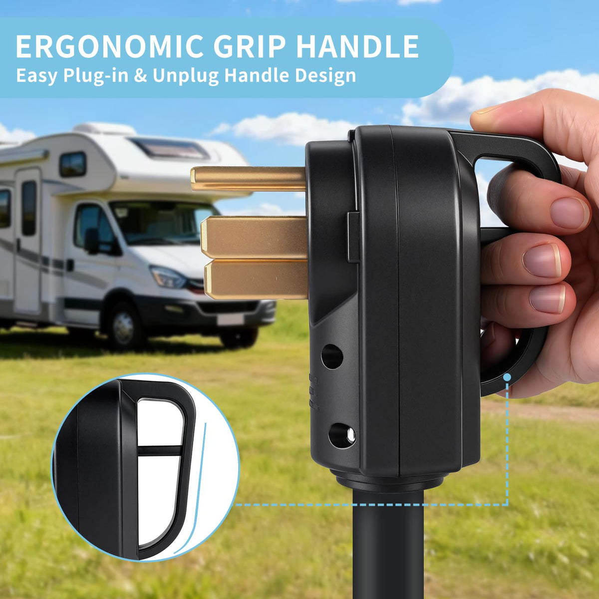 Rvhouse internal strain relief and outer bushing locking cable securely in place