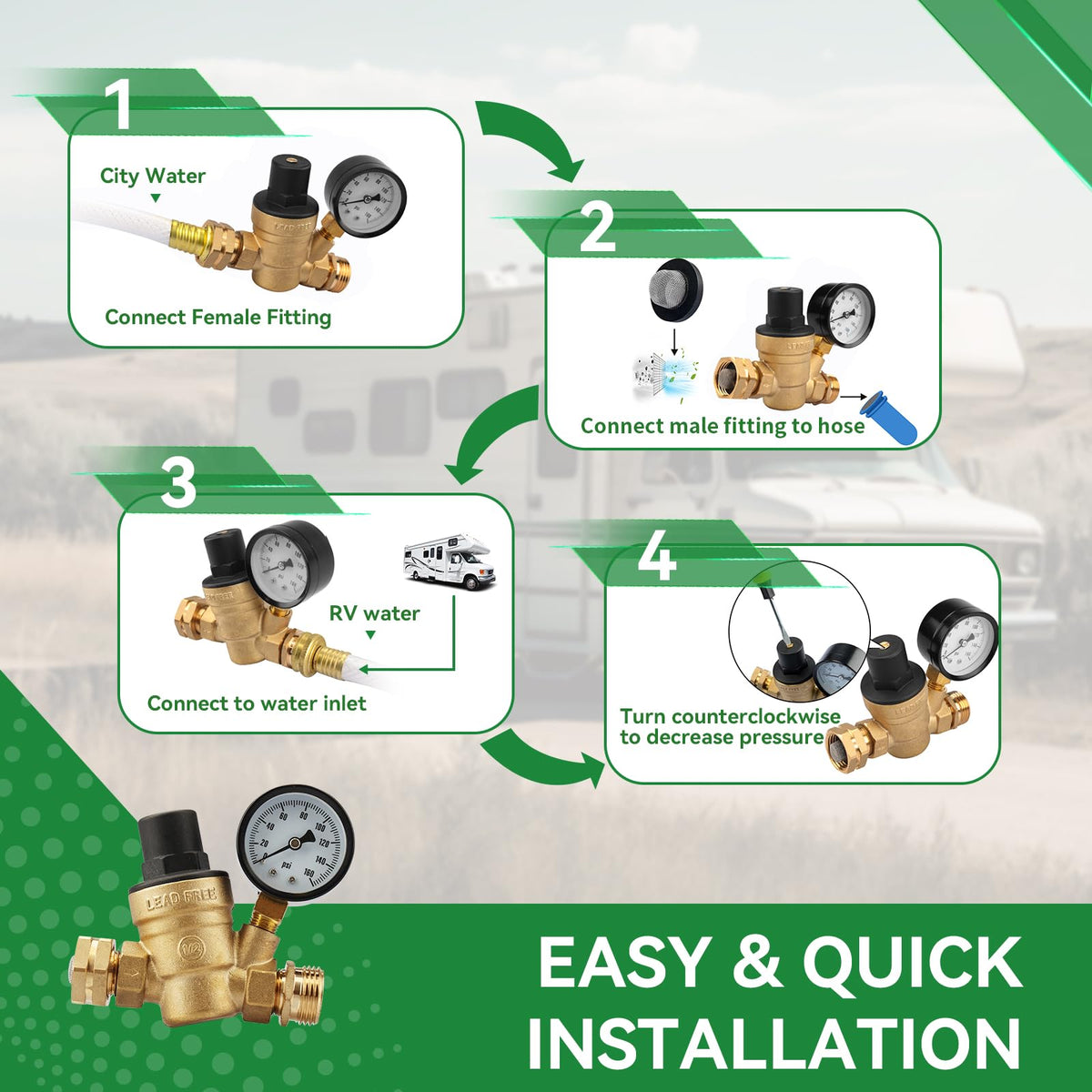 RVINGPRO gauze strainer close-up trapping debris before plumbing