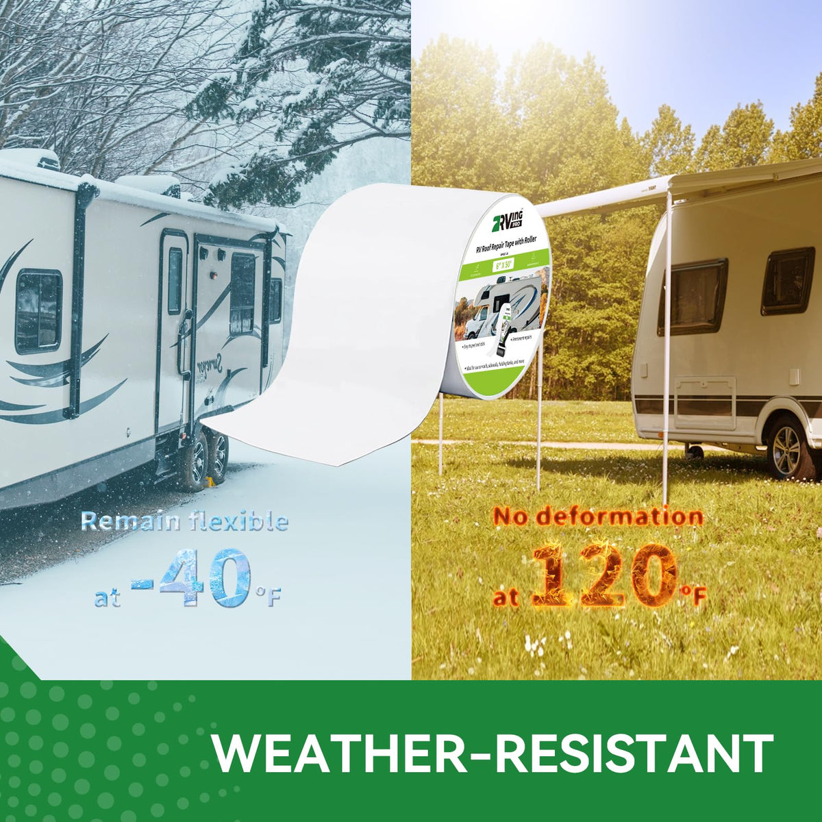 RVINGPRO applied on RV roof showing full-width sealing and leak protection benefit