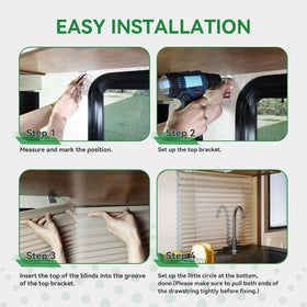 RVINGPRO hand raising blind to demonstrate smooth cordless operation and adjustable stop