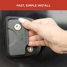 RVLock Griplite installed on camper door in use demonstrating smooth operation and reliable closure