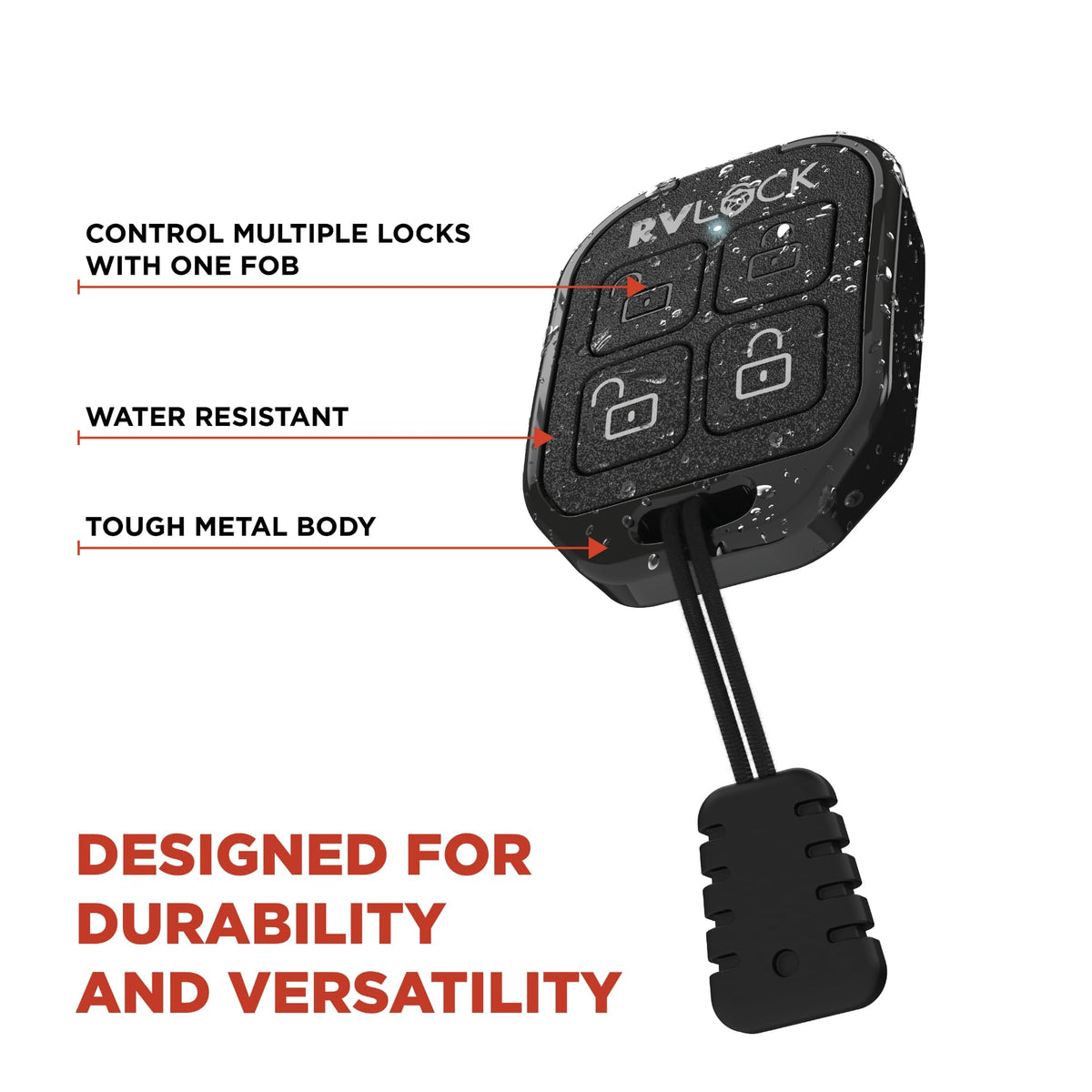 RVLock attached to a keyring demonstrating portability and everyday convenience