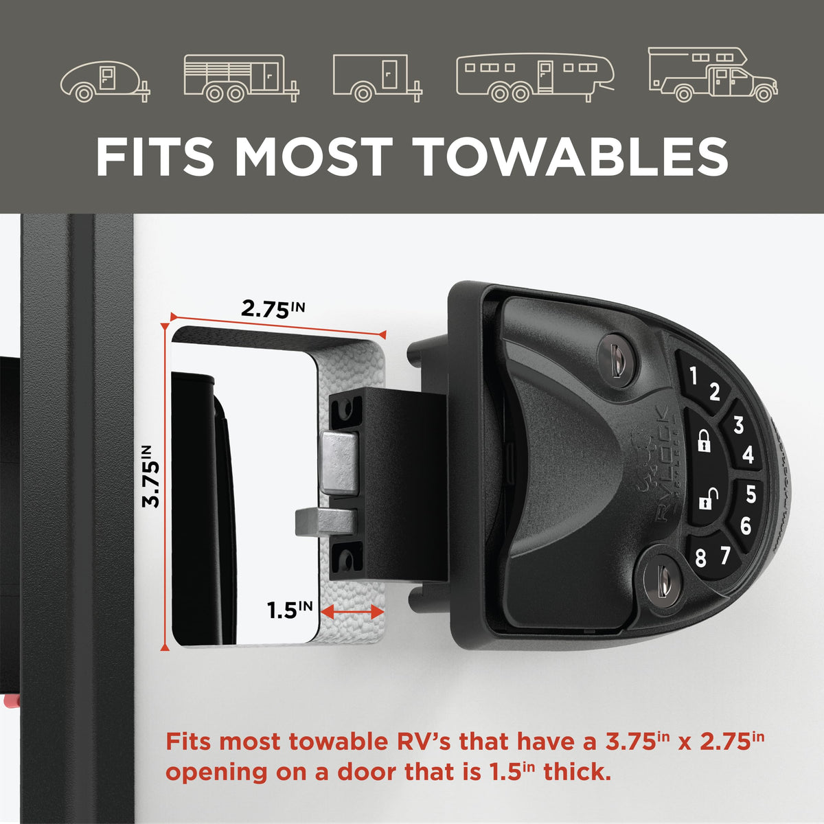 RVLock two long-range remote fobs in hand offering convenient remote entry