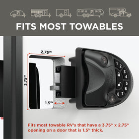 RVLock two long-range remote fobs in hand offering convenient remote entry