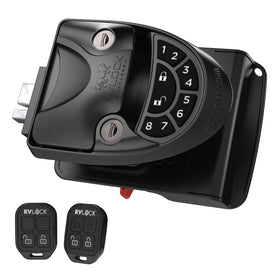 RVLock V4 front view showing metal body and keypad, brand security benefit