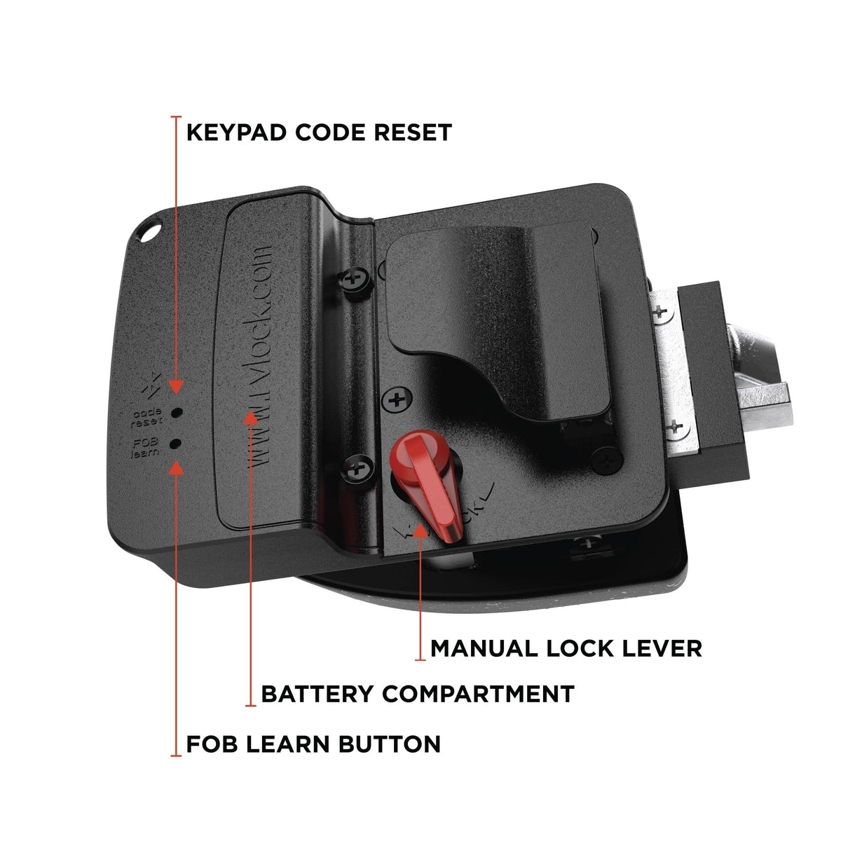 RVLock X-series backup key beside lock for emergency mechanical access
