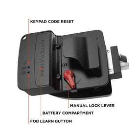 RVLock X-series backup key beside lock for emergency mechanical access