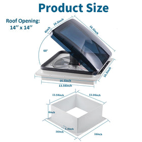 RVLOVENT beside ruler size comparison for easy 14x14 installation fit