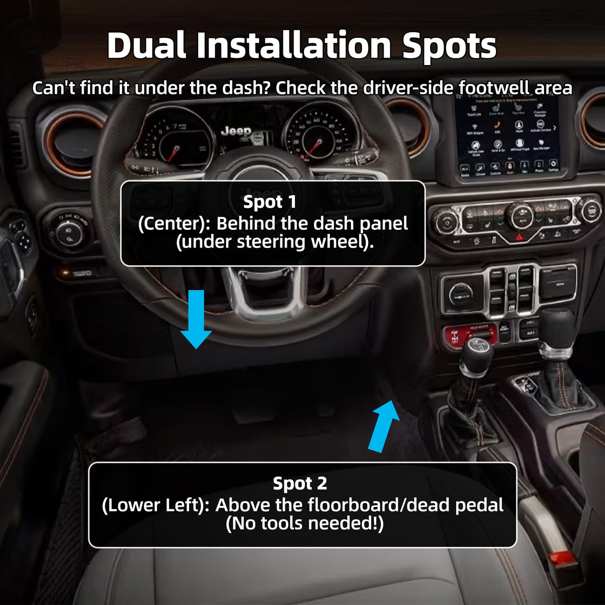 RVMARINEPAT installed under steering column showing easy access and minimal dash disassembly