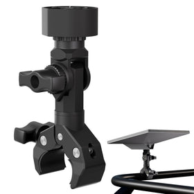 RVMARINEPAT clamp front view showing secure Starlink Mini fit and travel-ready stability
