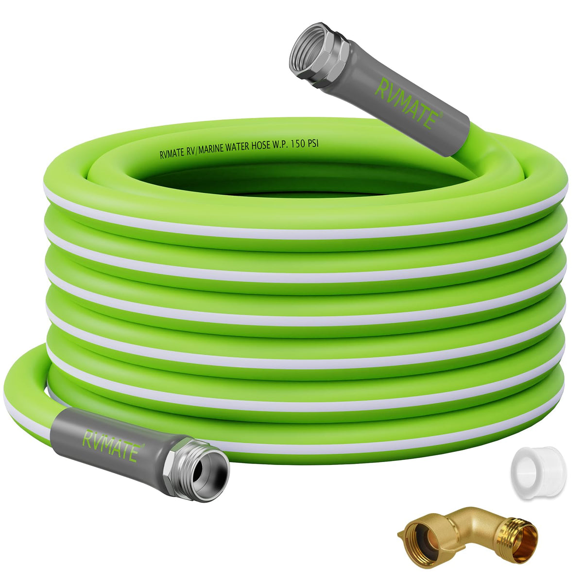 rvmate front packaging showing hose and included accessories for easy ID and setup