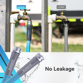 RVMATE hose attached to RV spigot delivering potable water on site
