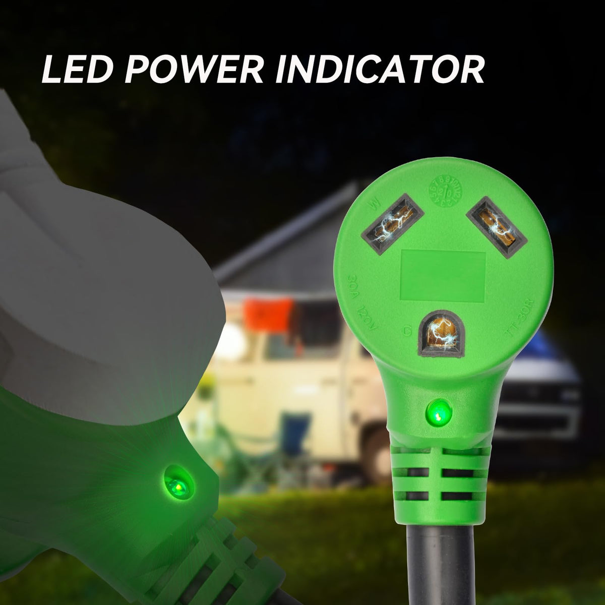 RVMATE in use hooked to campground pedestal for reliable power benefit
