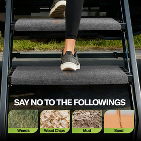 RVMATE rug installed on RV step providing anti-slip surface and comfort
