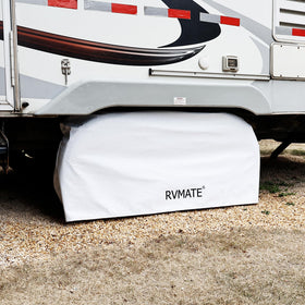 rvmate on campsite showing protected wheels and cleaner appearance during storage
