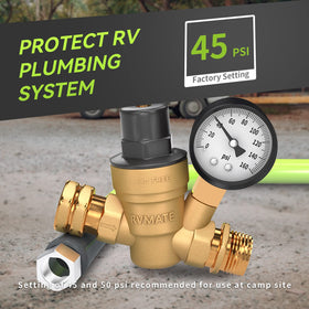 RVMATE closeup of pressure gauge reading, clear monitoring benefit