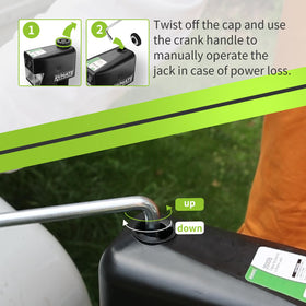 RVMATE removable footplate and drop leg detail for stable ground contact benefit