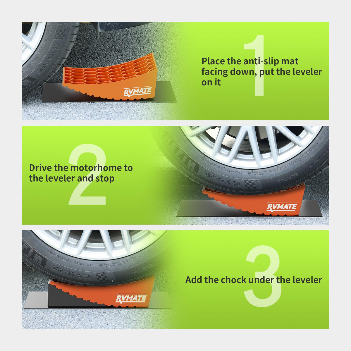 RVMATE rubber grip mat detail preventing slip and improving ground traction