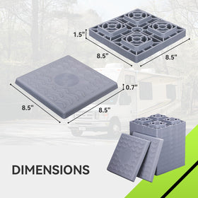 RVMATE stacked blocks close-up showing interlocking edges for stable stacking