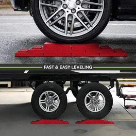 RVMATE stacked blocks showing varying heights for quick, precise leveling