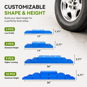 RVMATE stacked blocks in multiple heights illustrating adjustable leveling options