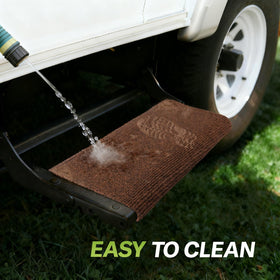 RVMATE rug removing mud and debris to keep the RV interior cleaner