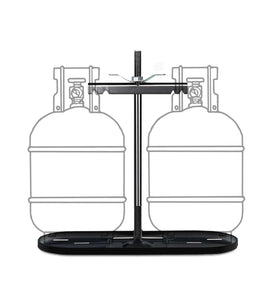RVPNR front view of dual propane rack showing secure tank alignment and easy access