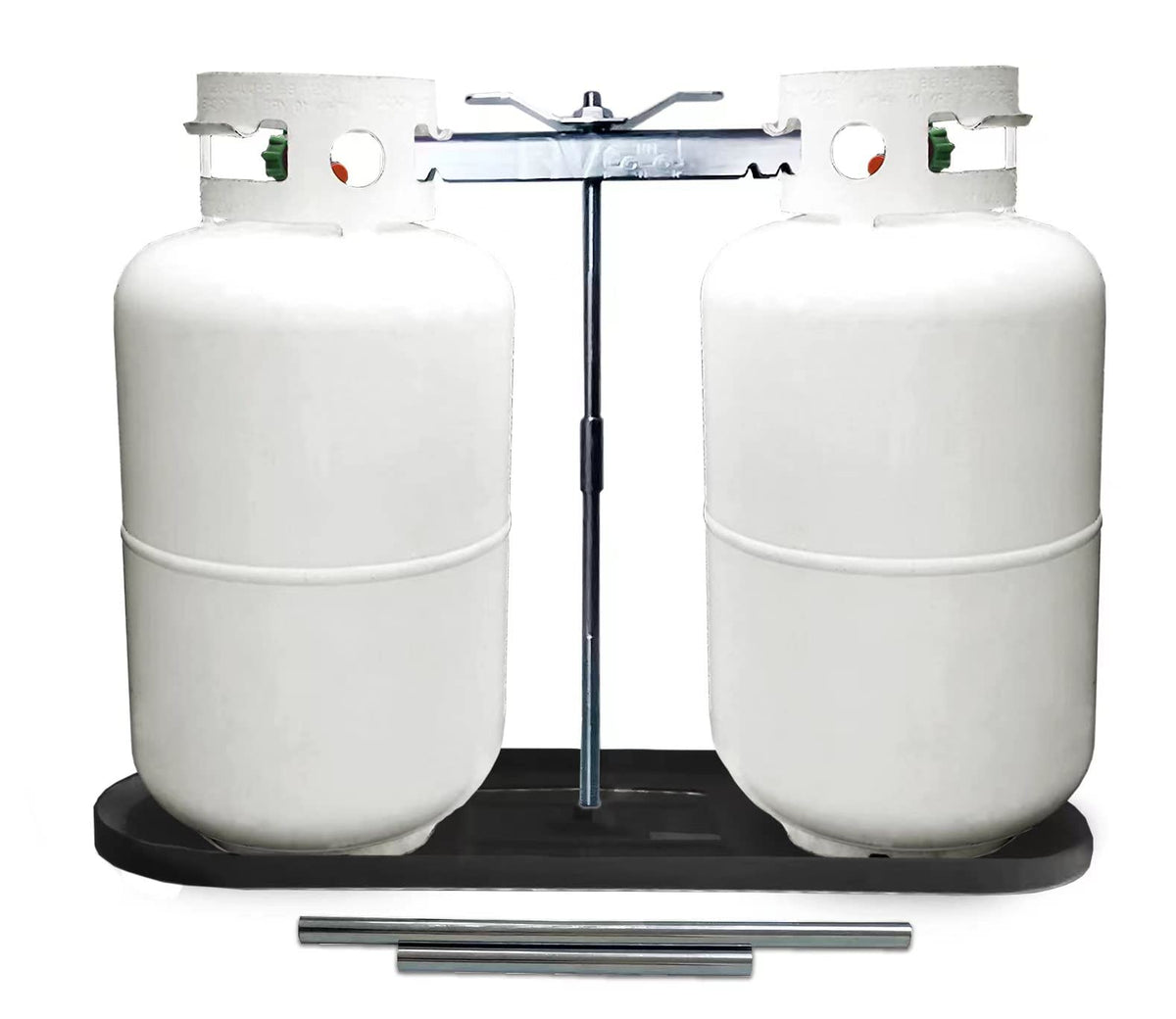 RVPNR front view of boxed dual propane rack showing full kit and color option