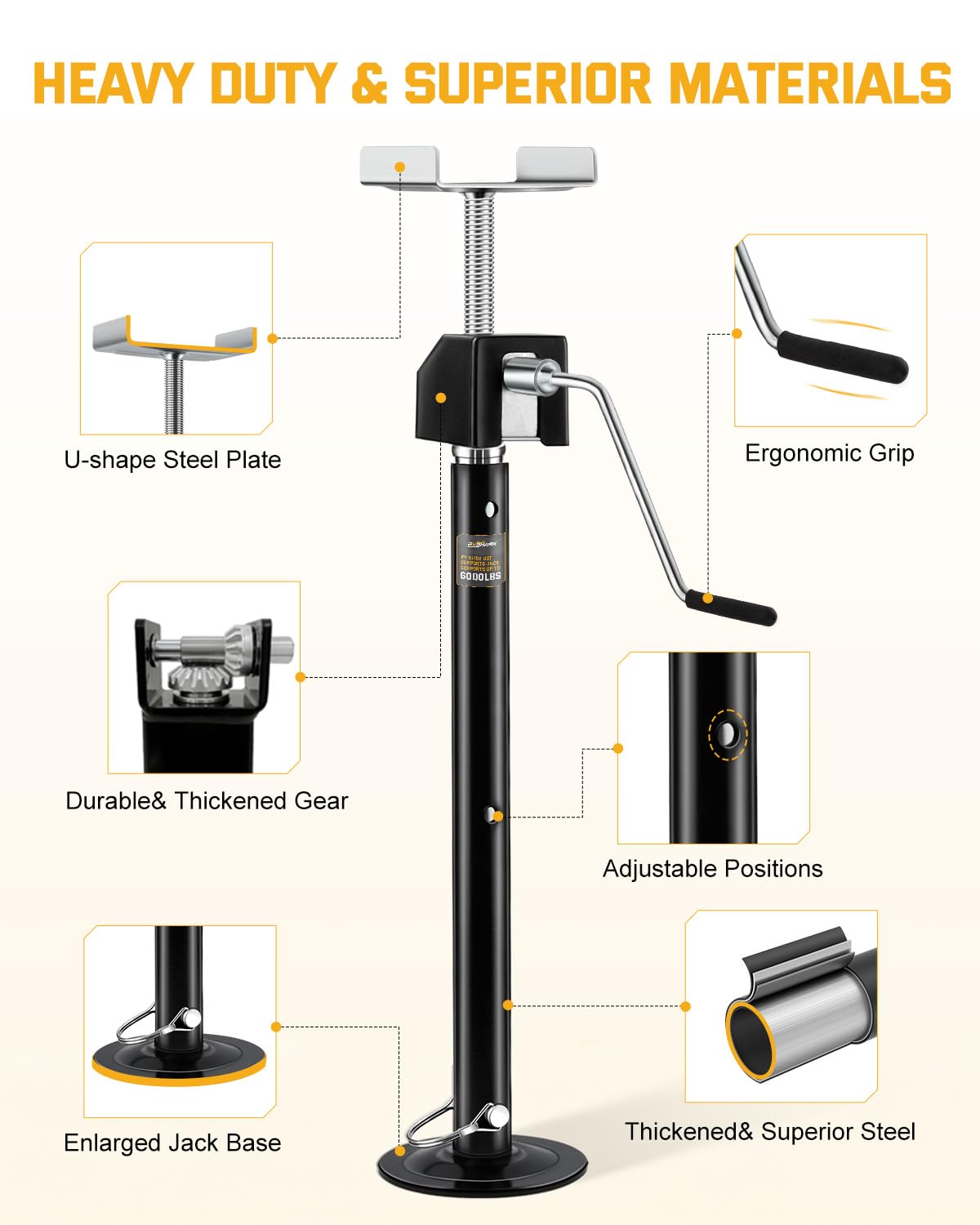 RVshark adjustment range scale demonstrating 20 to 49 inch versatility for fit
