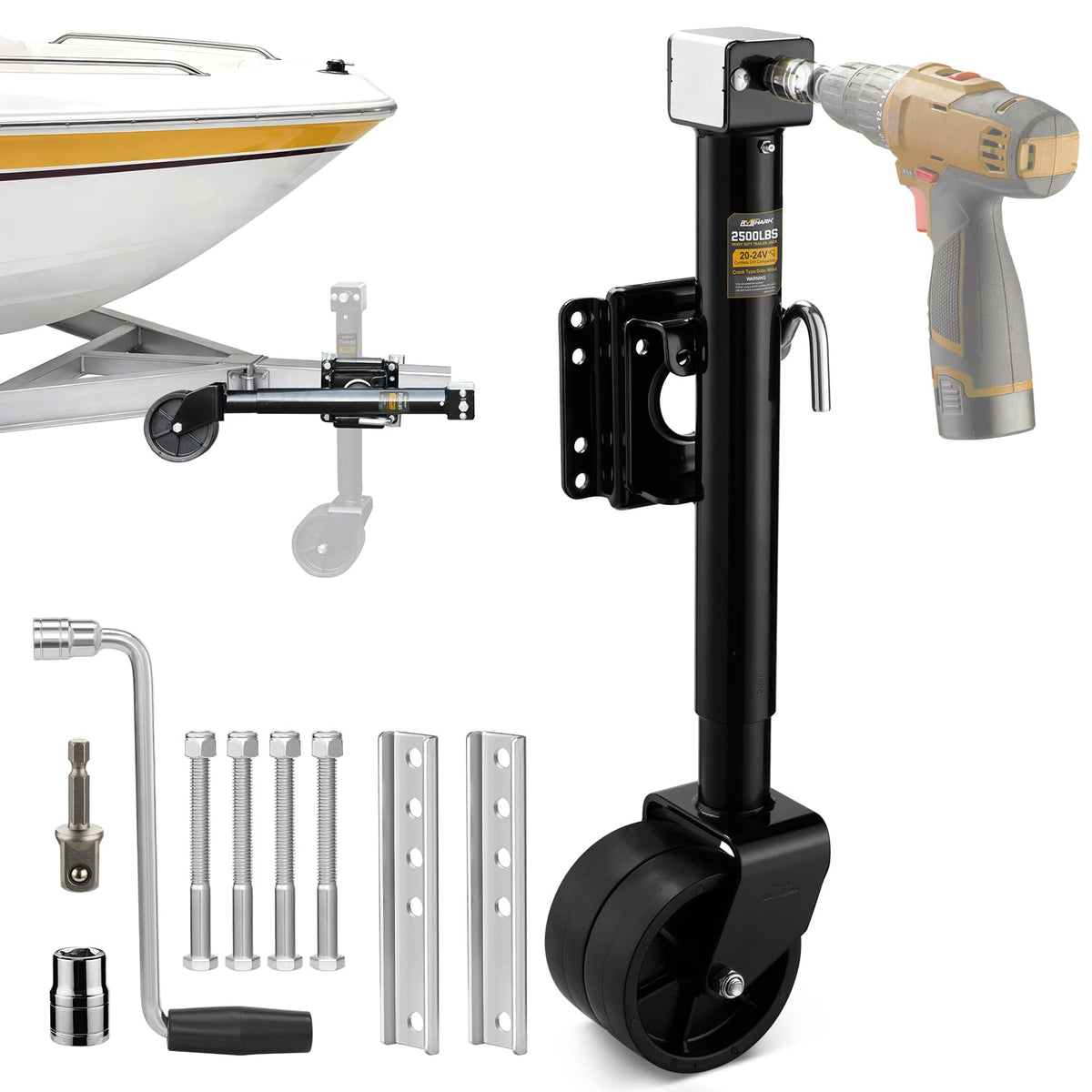 RVshark front view mounted on trailer frame showing sturdy bolt-on fit