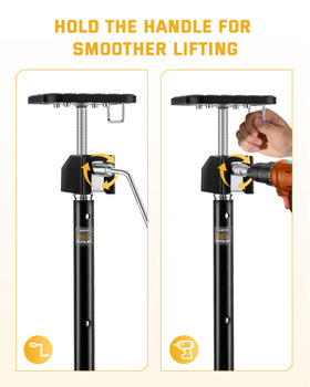 RVSHARK image of adjustable drop leg extended and retracted showing 20 to 49 inch lift range