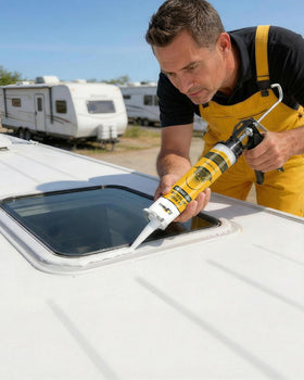 RVshark bonding to TPO, EPDM, aluminum and wood surfaces demonstrating versatile compatibility
