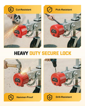 RVshark lock next to ruler showing heavy-duty size and scale