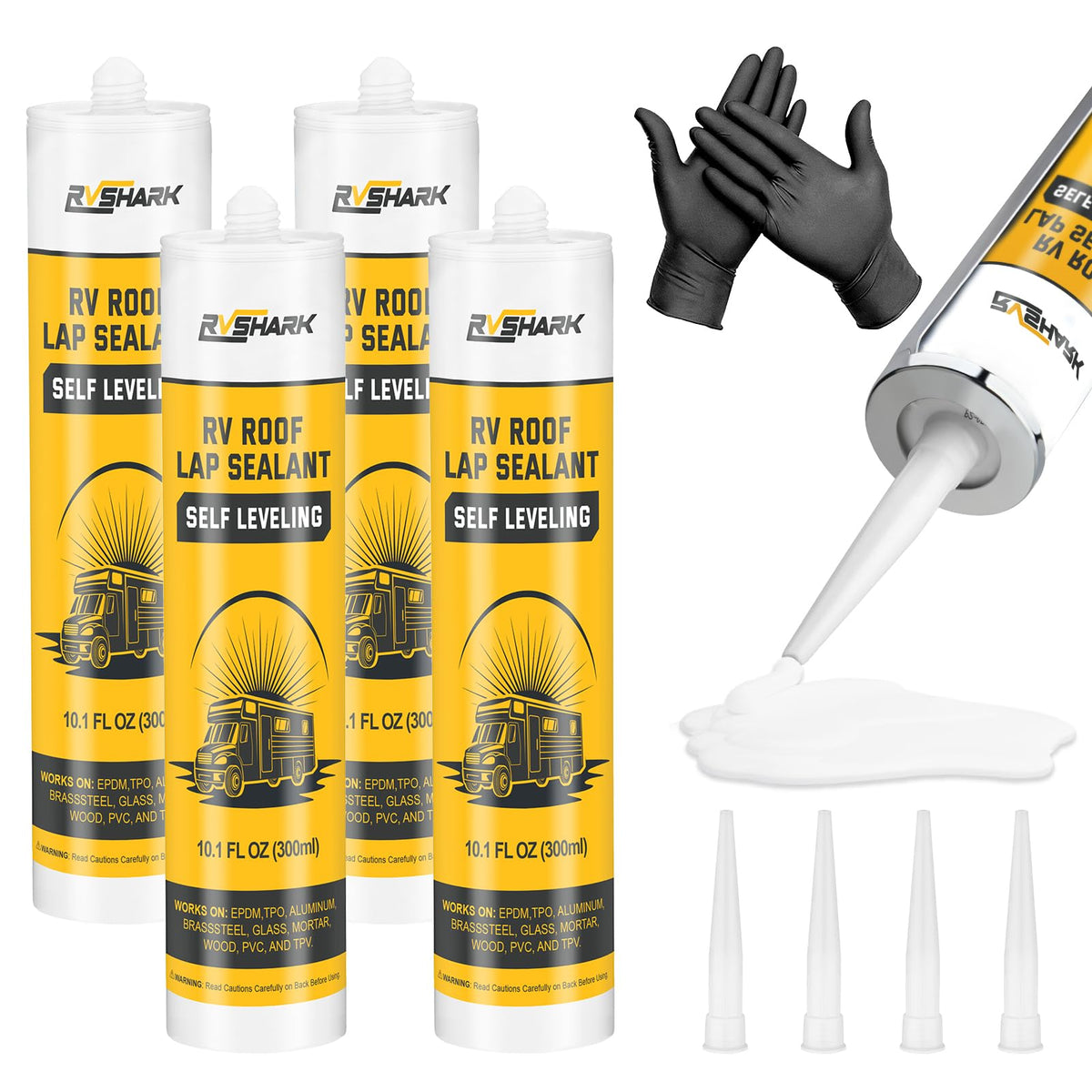 RVshark bottle held in hand for scale showing compact size and easy handheld application