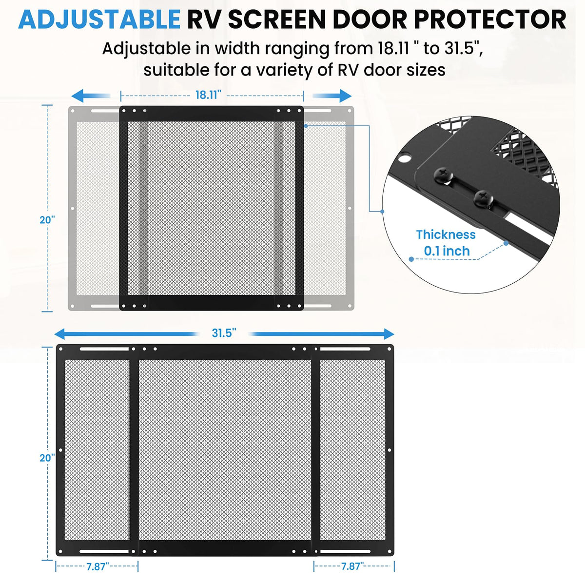 RVSNAIL mounted on RV screen door demonstrating secure protection benefit