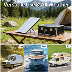 RVSPARK lifestyle scene with RV and Starlink Mini showing clean, professional installation