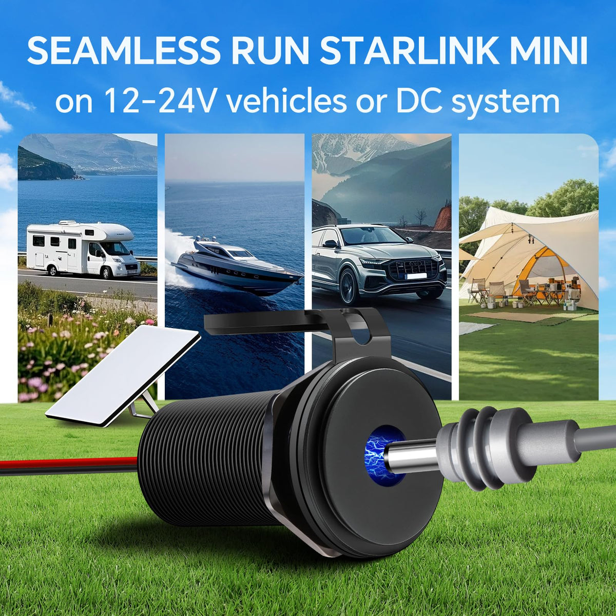 RVSPARK in camping setup powering Starlink Mini, consistent off-grid internet