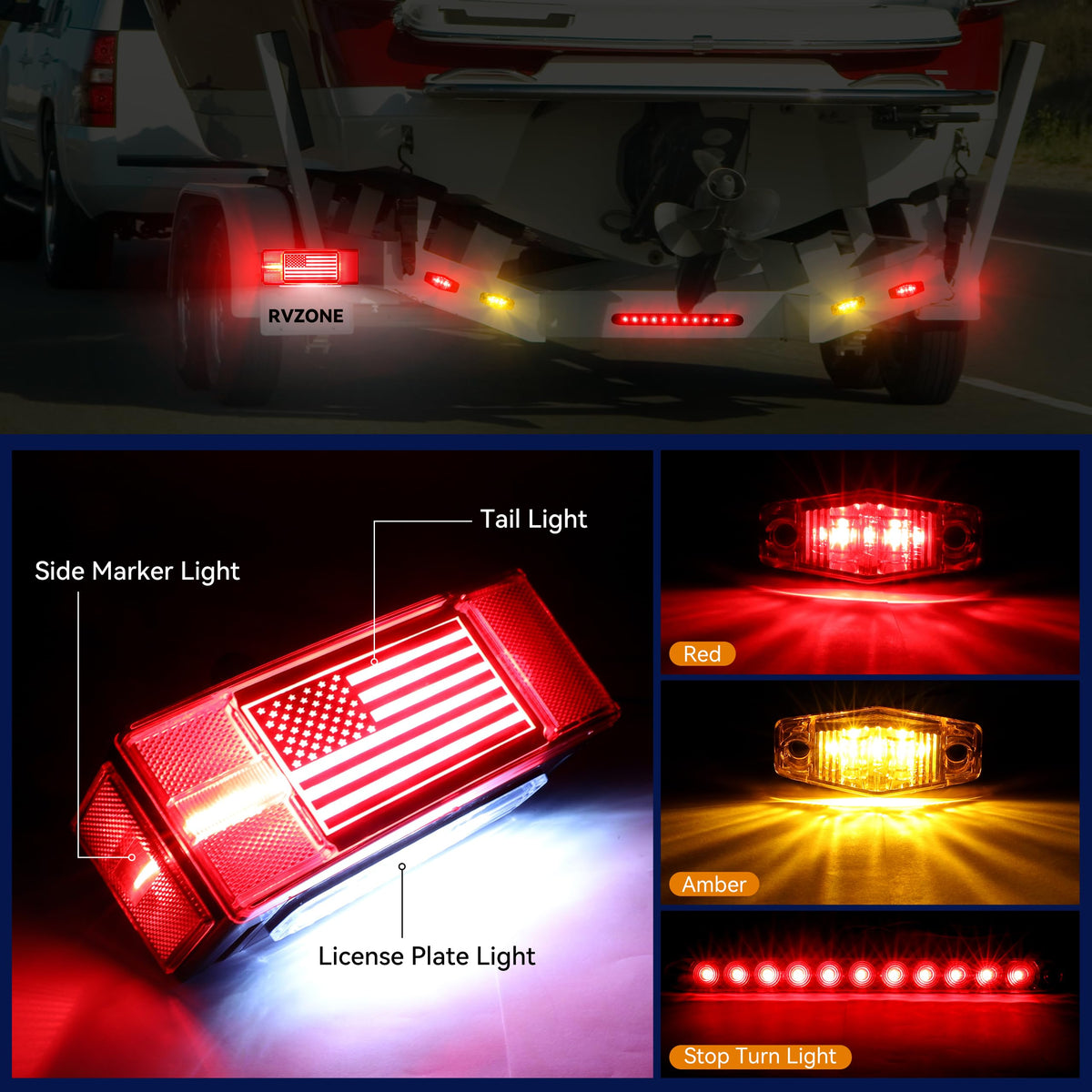 RVZONE 11-LED brake light bar close-up showing compact high-output LEDs