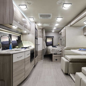 RVZONE cabin lifestyle illumination with warm natural-white light enhancing interior visibility