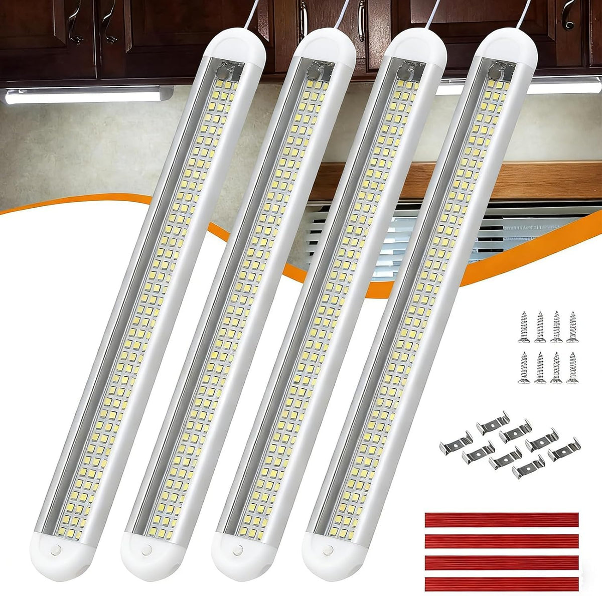 RVZONE front view of four light bars showing compact slim profile and bright output