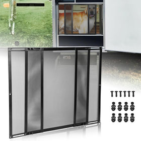 RVZONE front view installed on RV screen door showing protective grille and clear visibility