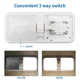 RVZONE installed in RV ceiling demonstrating even cabin lighting and space enhancement